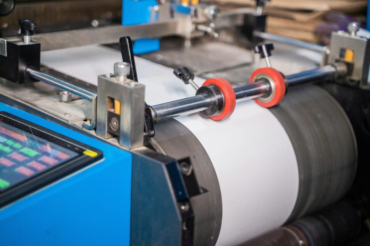 Corrugated board production line in a factory